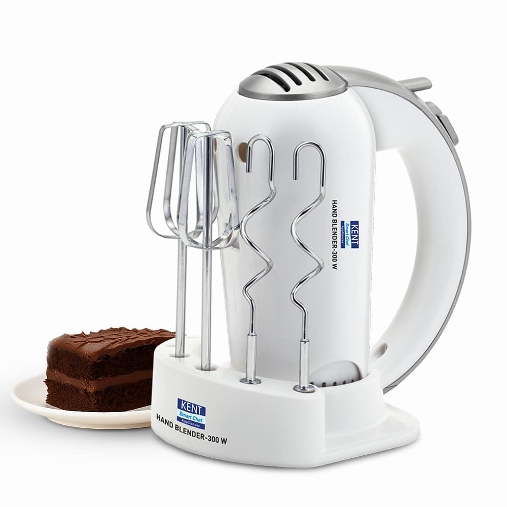 - KENT Hand Blender 300 W | 5 Variable Speed Control | Multiple Beaters & Dough Hooks | Turbo Function, Plastic, 300 Watts