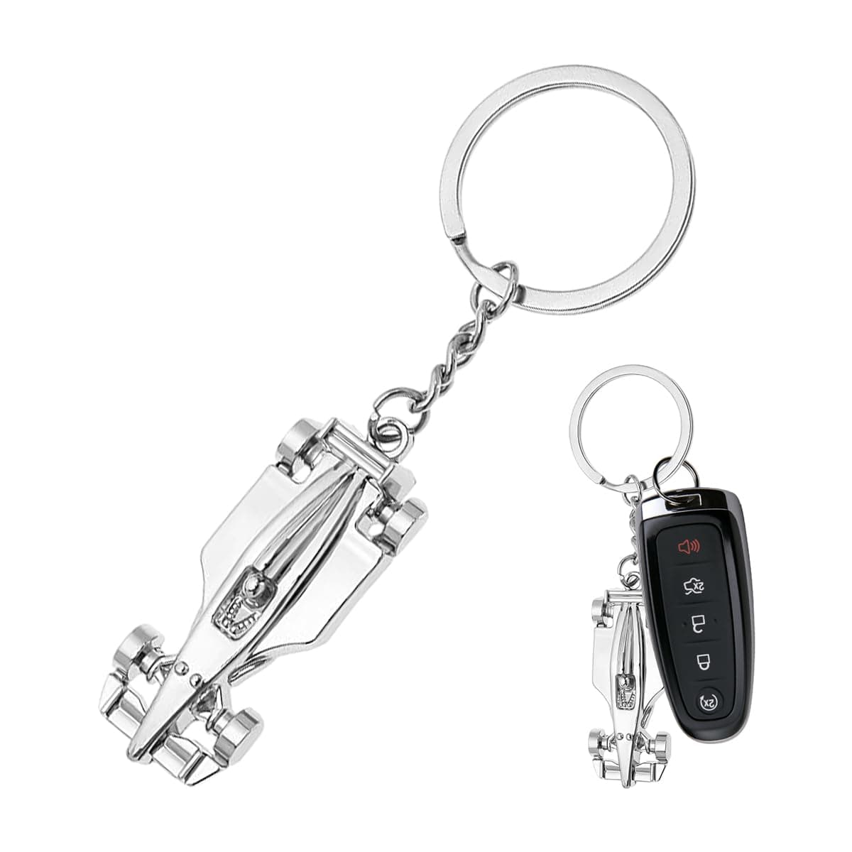 2 PCS Racing Car Model Keychain, F1 Race Auto Key Fob Holder, Metal Model Key Chain Present, Keyring Car Accessories