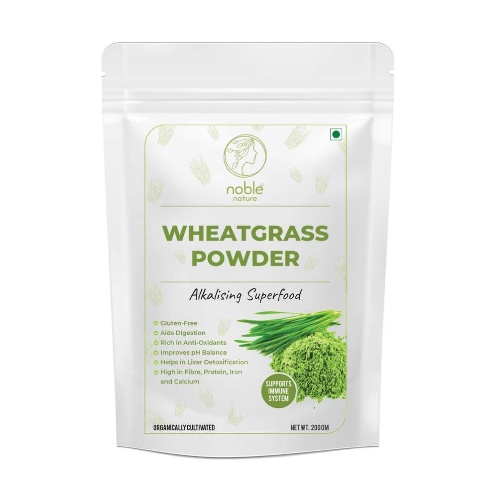 Noble Nature Organic Wheatgrass Powder, 200gm | Vegan, Non-GMO, Gluten-Free |Rich in Fiber, Chlorophyll, Fatty Acids & Minerals | Immunity Booster & Support | Superfood