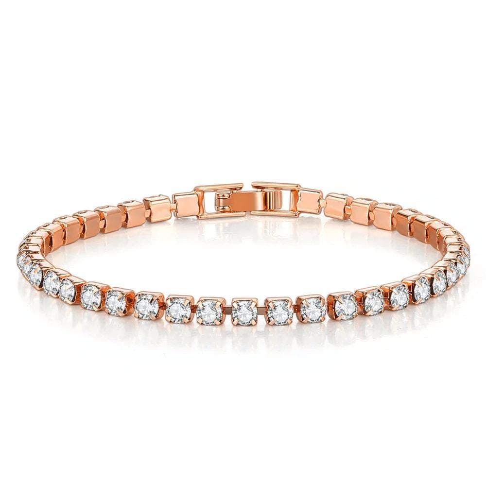 Caratcube Rose Gold Swarovski Austrian Crystal 18K Platinum Plated Cubic Zirconia Tennis Bracelet for Women(CTC - 136)
