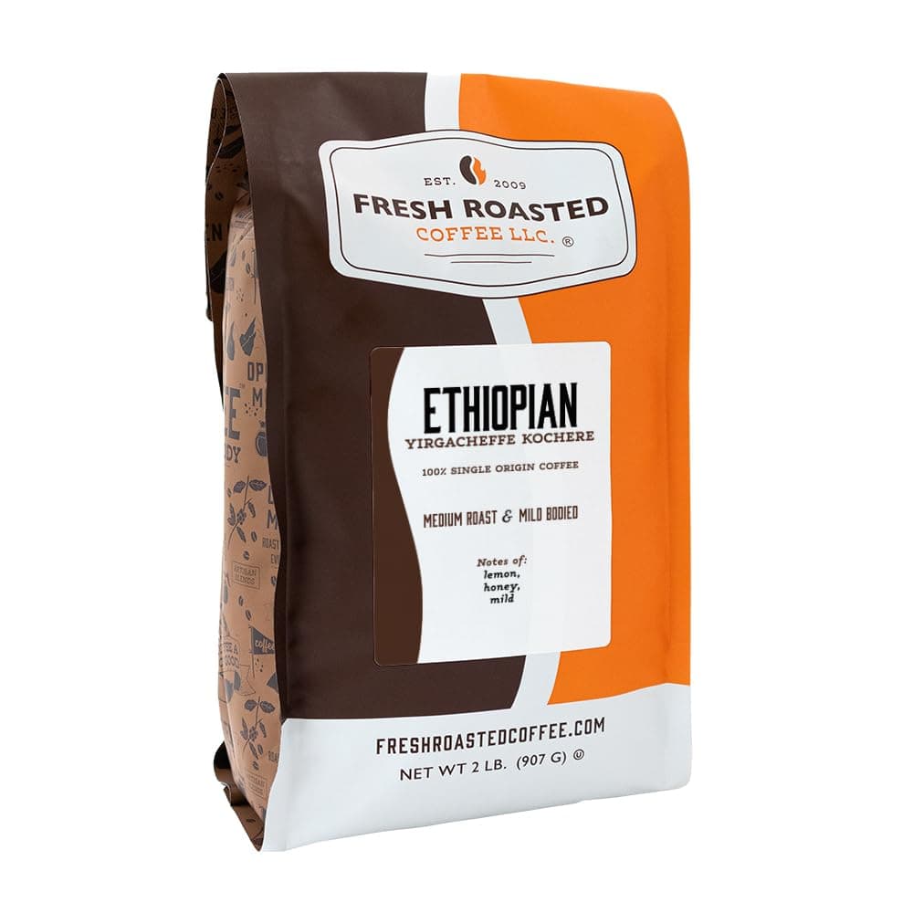 Ethiopian Yirgacheffe Kochere, 2 lb (32 oz), Medium Roast, Kosher, Whole Bean