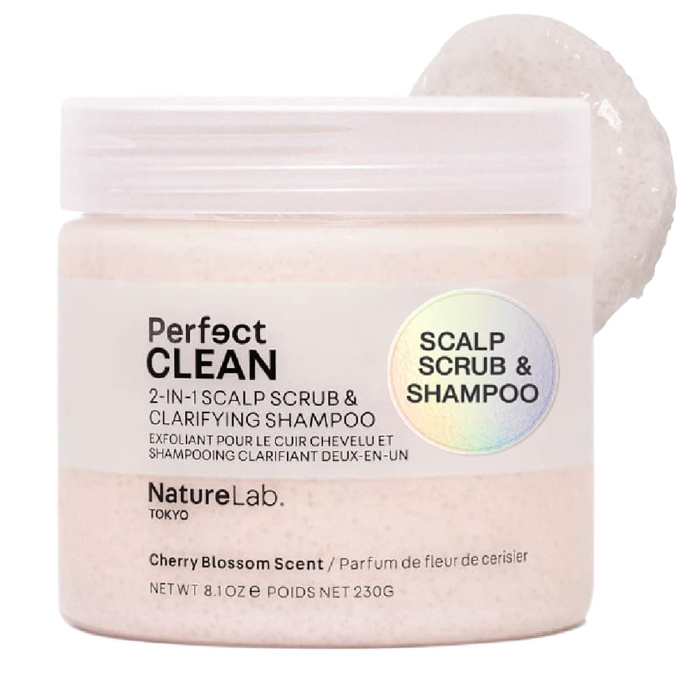 NatureLab.TOKYO Perfect Clean Scalp Scrub LIMITED EDITION Sakura Scent:2-in-1 Hair Treatment to Clarify and Remove Product Buildup for Immense Shine I Cherry Blossom Scent | 8.1 OZ