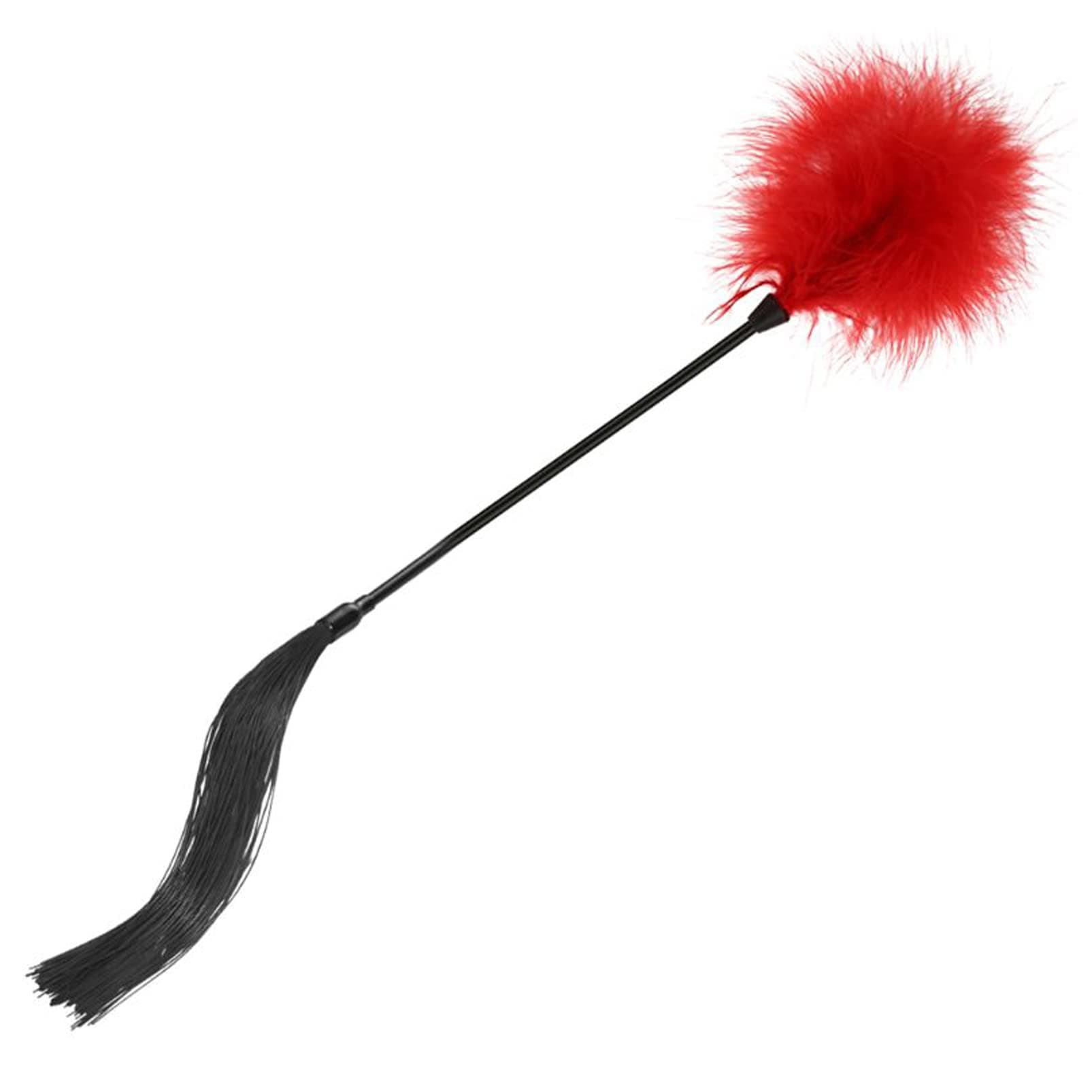 Silicone Horse Riding Whip, Soft Feather Tickler and Teaser Duster Role-Play Toy for Couples (Red)