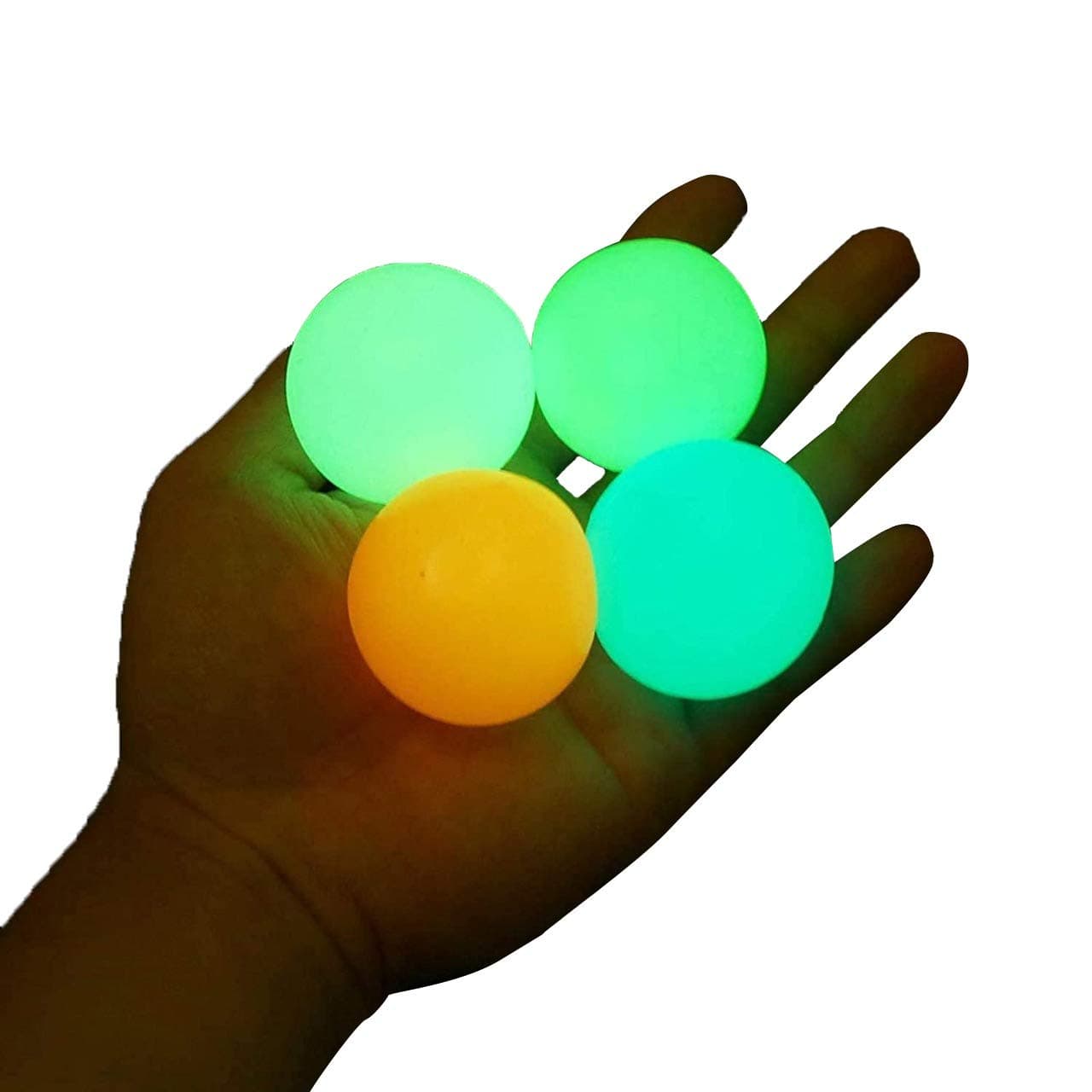 Glow In The Dark Sticky Ceiling Balls, Stress Balls For Adults And Kids Toys (4 Pieces)