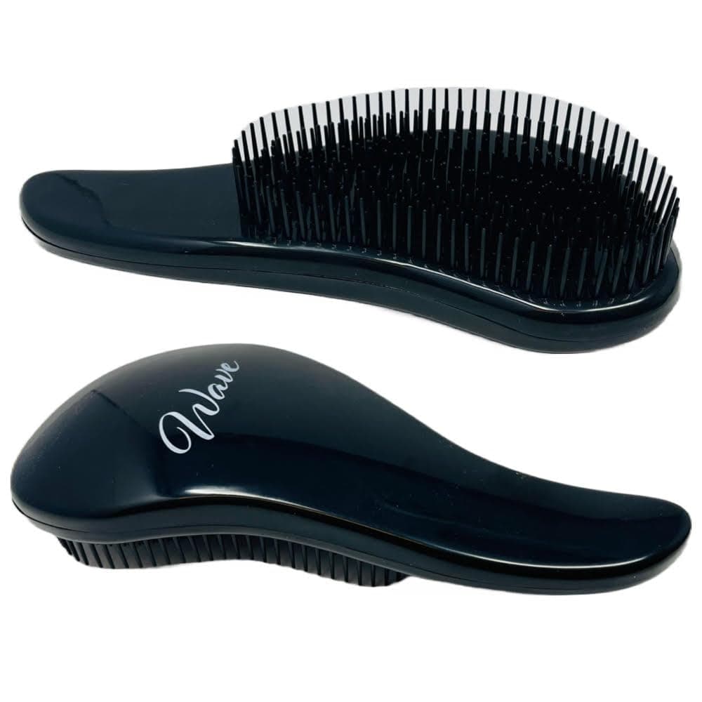 G.B.S Wave Detangling Brush - Wet Glide Thru Hair Brush, Professional No Pain Detangler for Women, Men, and Kids! For Curly, Wavy, Thick, Thin, Wet, Dry and Straight Hair - 2 Pack Black