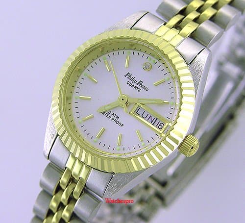 New PHILIP PERSIO Crystal Day Date Sport Womens Watch