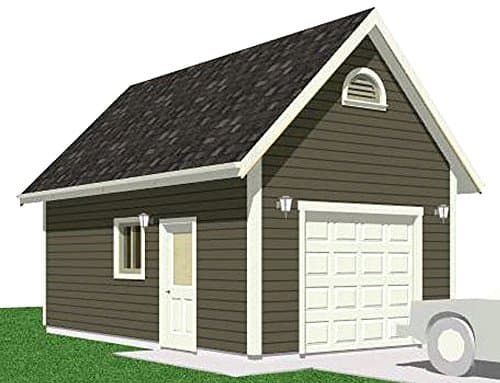 Garage Plans : 1 Car Automotive Lift Garage Plan - 336-L - 14' x 24' - one car - by Behm Design