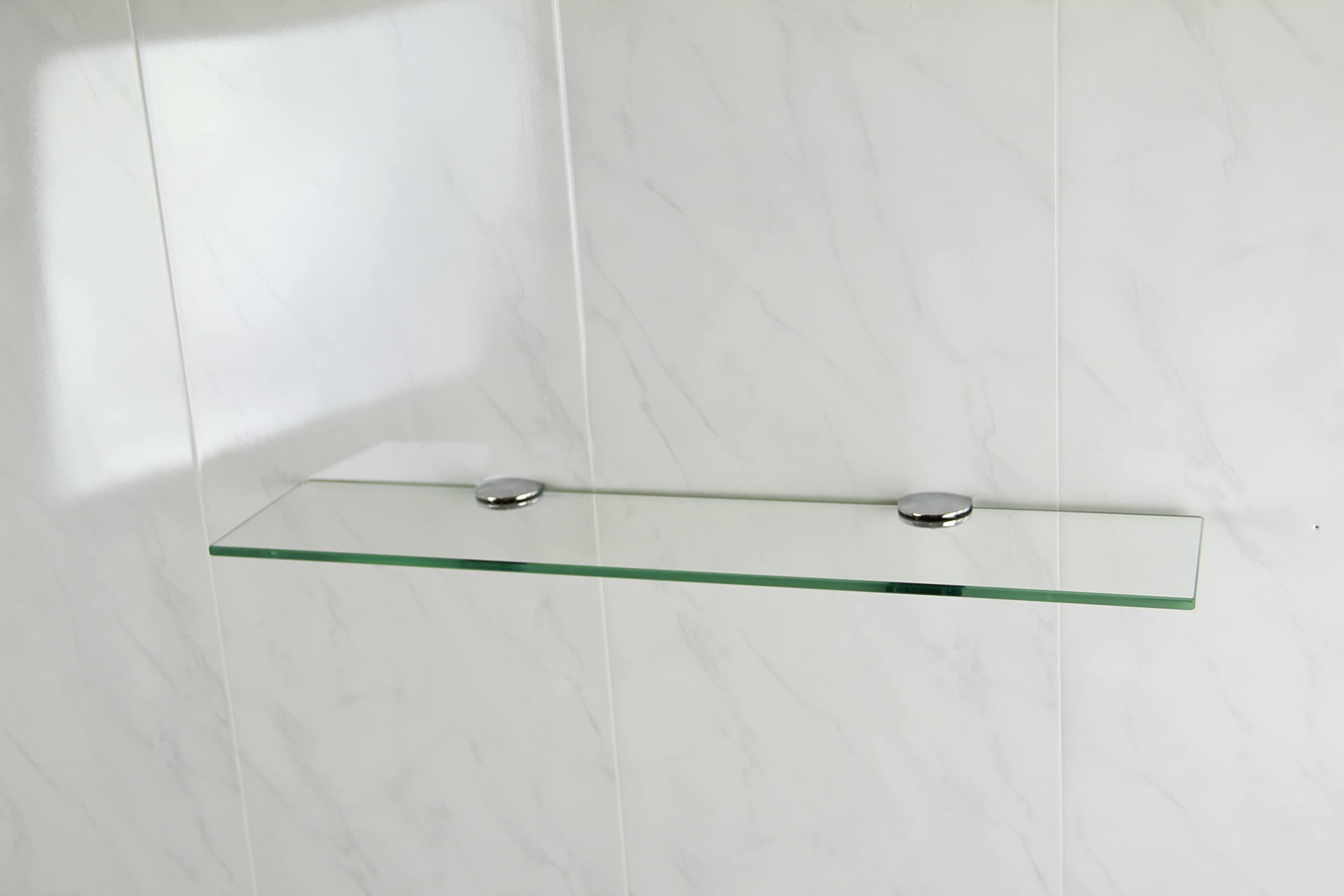 Glass Shelf 500mm x 100mm 6mm Toughened with Chrome Supports