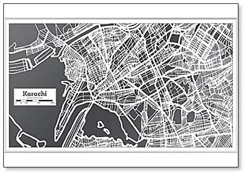 Karachi Pakistan City Map in Retro Style. Outline Map Classic Fridge Magnet