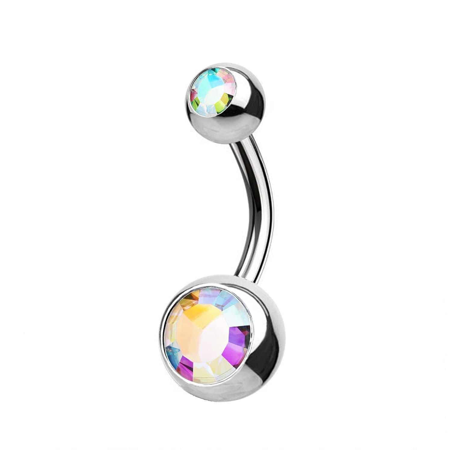 Navel Piercing Banana with White Peter Belly Button Sterile Titanium 14G(1.6mm) with 2 Ball Body Piercing Single Piece PTD-03