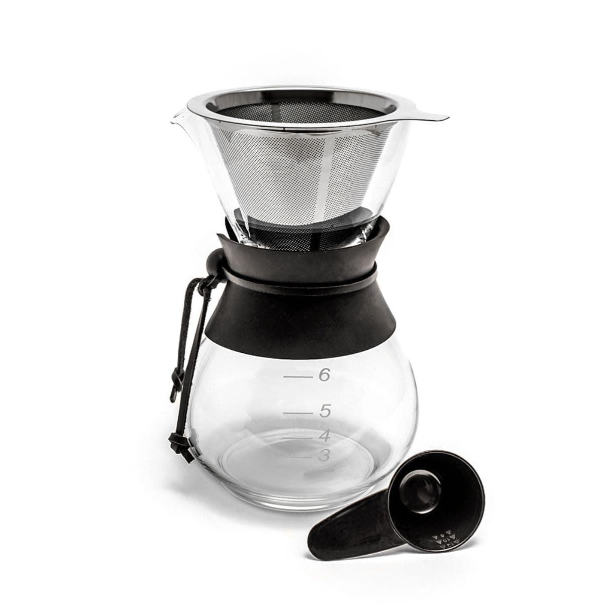 Yama Glass Yama Coffee Glass 30oz Pour Over Drip Pot With Reusable Stainless Steel Filter Cone, Heat Sleeve, Hand Blown in Taiwan