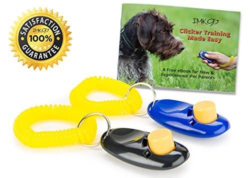 Clicker Training for Dogs – Bonus eBook for Pet Obedience and Housebreaking – 2 Pack Clickers with Wrist Strap – Safe and Humane Way to Train Your Dog – Great Gift Idea