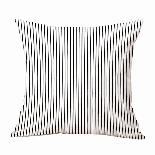 CHICCAT Ticking Stripe Pillow Cover French Ticking Pillow Cotton Linen Square Decorative Throw Pillow Case Cushion Cover 1818inch 4545cm (Ticking Stripe Black)