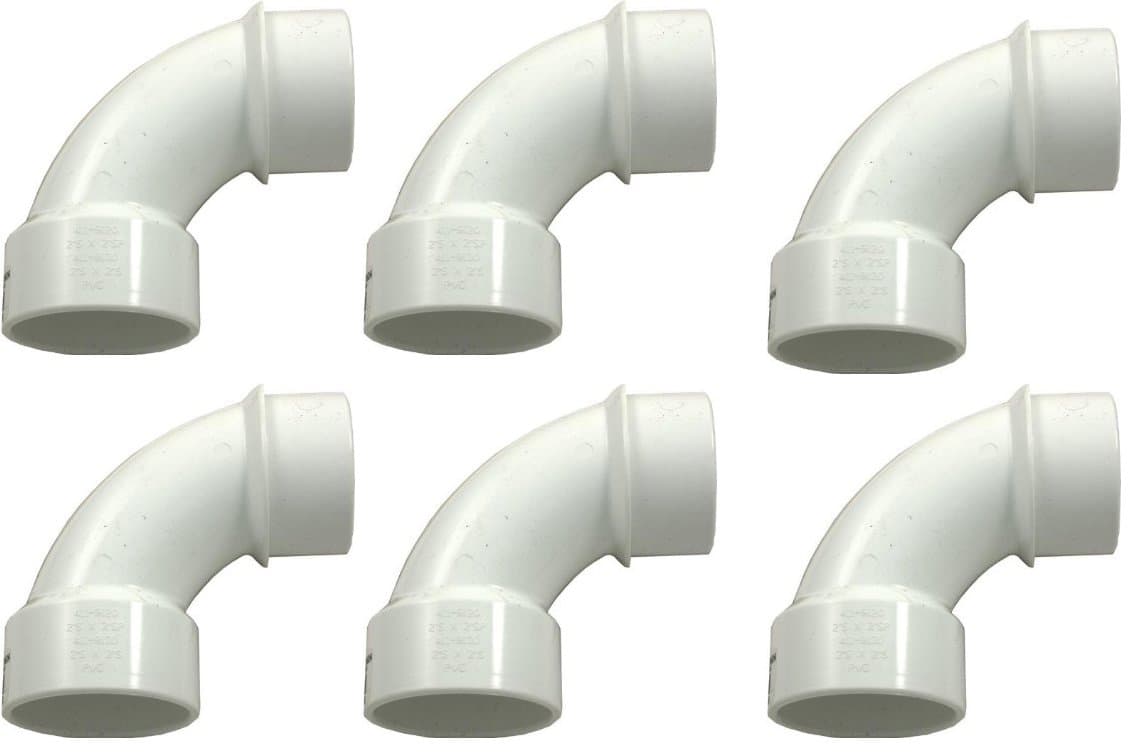 PVC Pipe Fitting, 90 Degree 2" Street Sweep Elbow 411-9120 - 6 Pack