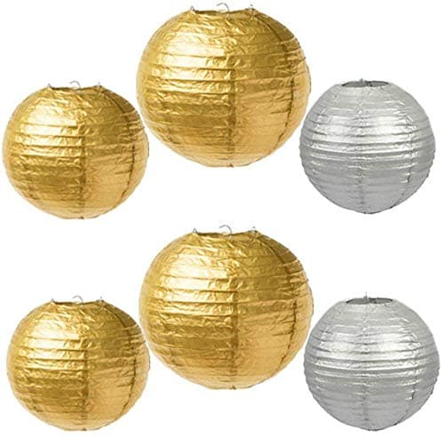 COSCHANO 6 Pack Round Paper Lanterns Decorations for Wedding Birthday Baby Shower Party Festival Holiday Outdoor Garden Home Decor Chinese Hanging Lanterns with Assorted Colors and Sizes
