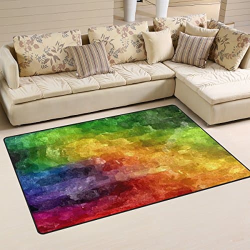 Sunlome Abstract Rainbow Watercolor Pattern Area Rug Rugs Non-Slip Indoor Outdoor Floor Mat Doormats for Home Decor 60 x 39 inches