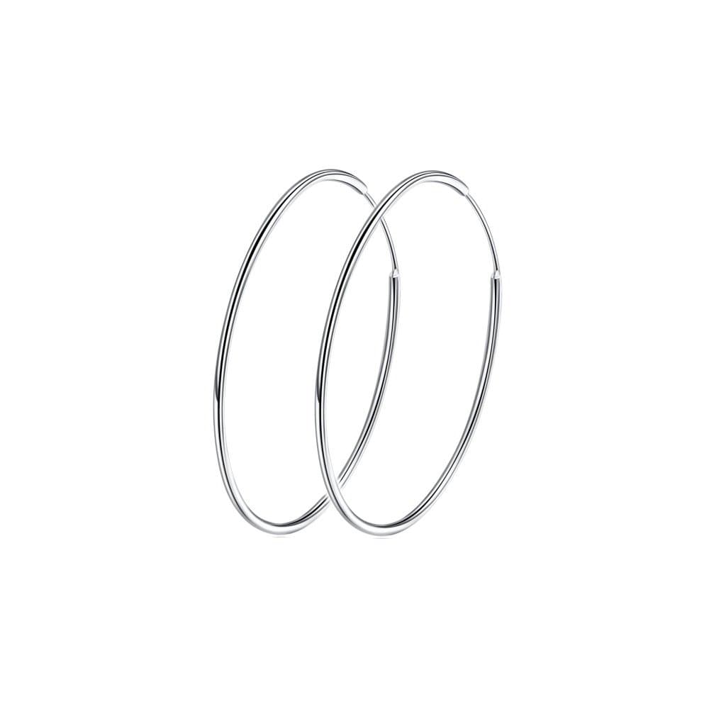 Chic 925 Sterling Silver Big Hoop Earrings Minimalist Round Circle Endless Large Huggie Hoops Statement Earrings 50/60/70/90mm Hypoallergenic Fashion Jewelry Gifts for Women Girls