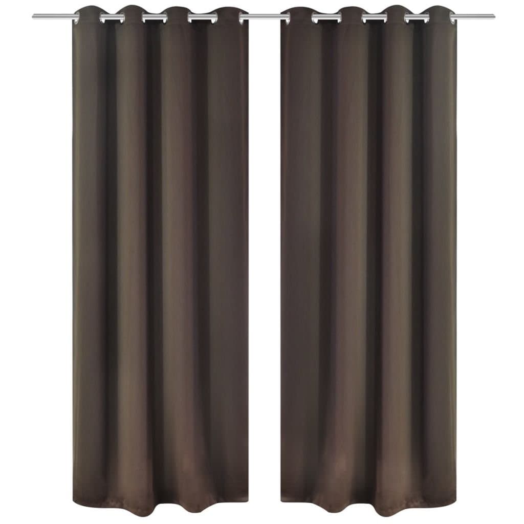 FZYHFA 2 Pieces Blackout Curtains with Metal Eyelets 135 x 175 cm Brown Beautiful and simple design, sturdy and durable window curtain living room curtain