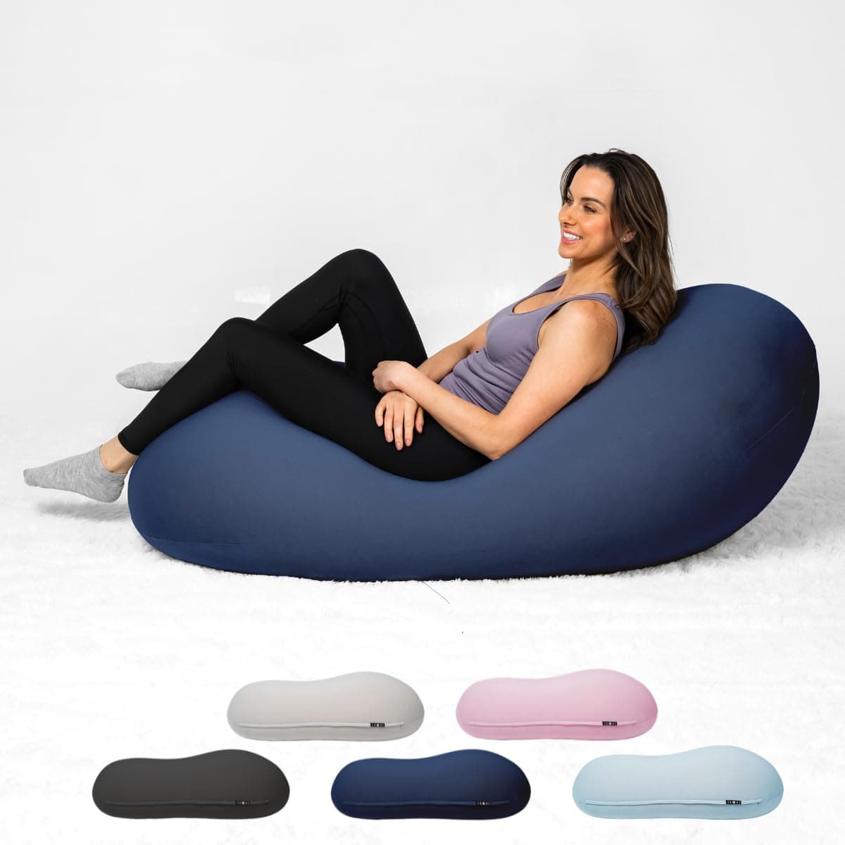 - The Moon Pod Bean Bag Chair - Large, Modern Beanbag for Adults, Kids and Teens. Washable Stretch Cover Filled with Thousands of High Density Micro-Beads (Navy).