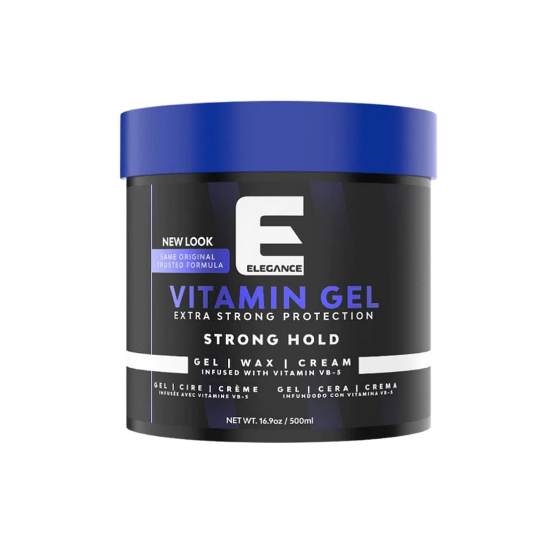 Elegance Vitamin Gel, 16.9 Oz, Infused with Vitamin Pro-VB-5, Strong Hold Gel, Maximum Hair Protection and Natural Long Lasting Shine
