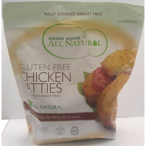 Golden Platter Gluten Free Chicken Breast Patties - 24 oz (Pack of 8) | All Natural, No Preservatives, Certified GF