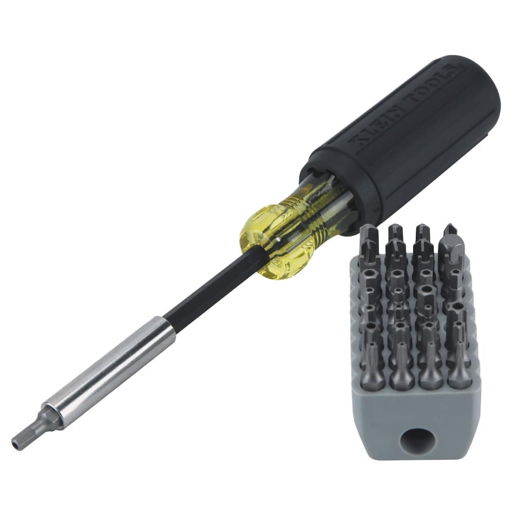 Multibit Screwdriver 32-in-1 Multi Tool, Sturdy Bit and Screw Holding Magnet, Tamperproof Torx, Hex and Torq Set, Klein Tools 32510, Grey