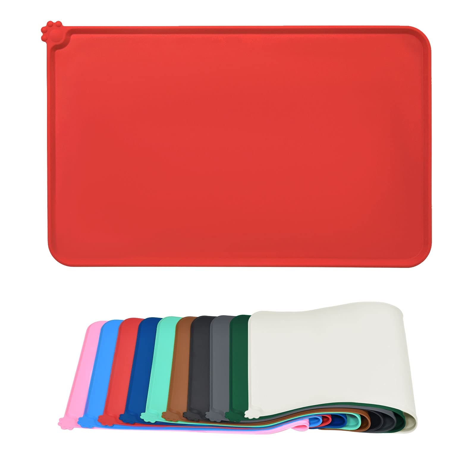 AUDWUD Silicone Waterproof Dog Cat Pet Feeding Mats,Anti-Slip Pet Bowl Mats,Pet Feeding Mat