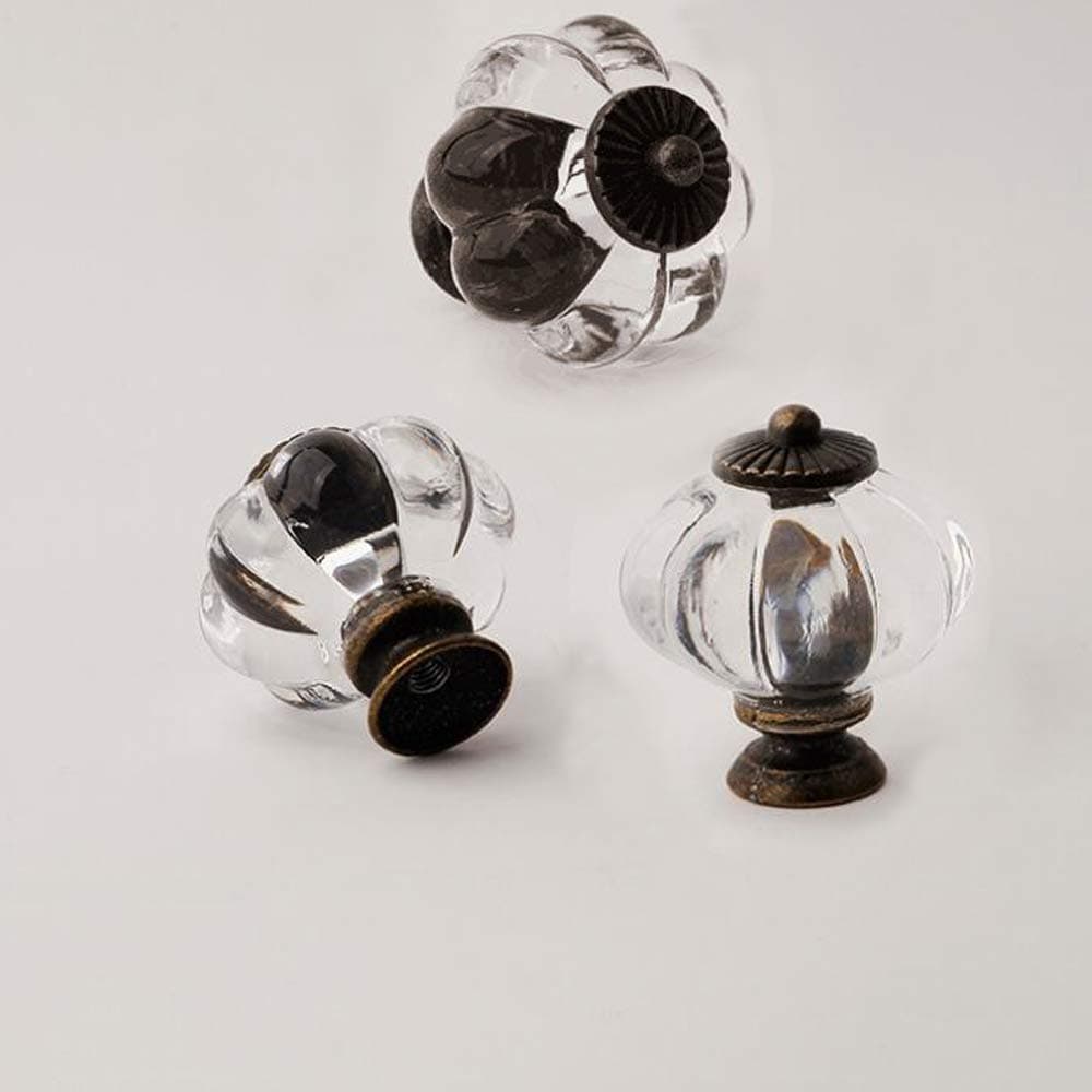 Hmlkeci DIY Set of 10 Antique Acrylic Pumpkin Knobs, Handles Pulls for Cabinets, Cupboard Dresser, Drawers, Kitchen Furniture or Kids Room(Crystal)