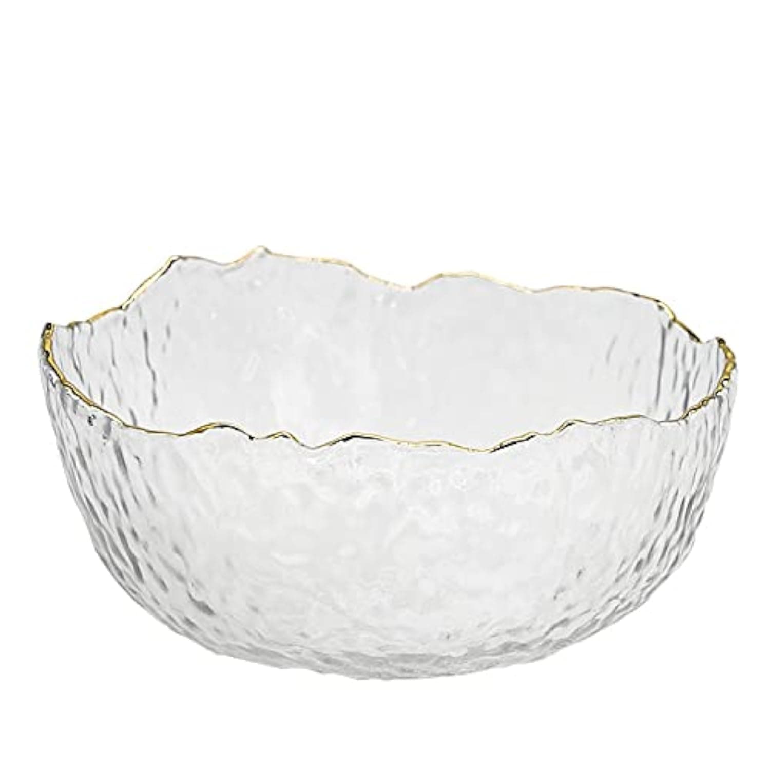TOSSOW Irregular Shape Glass Salad Bowl, 25 oz Pyrex Mixing Bowl for Kitchen Prep, Fruit, Snack, Dessert, and Candy Dishes or Nut Bowls (Transparent)