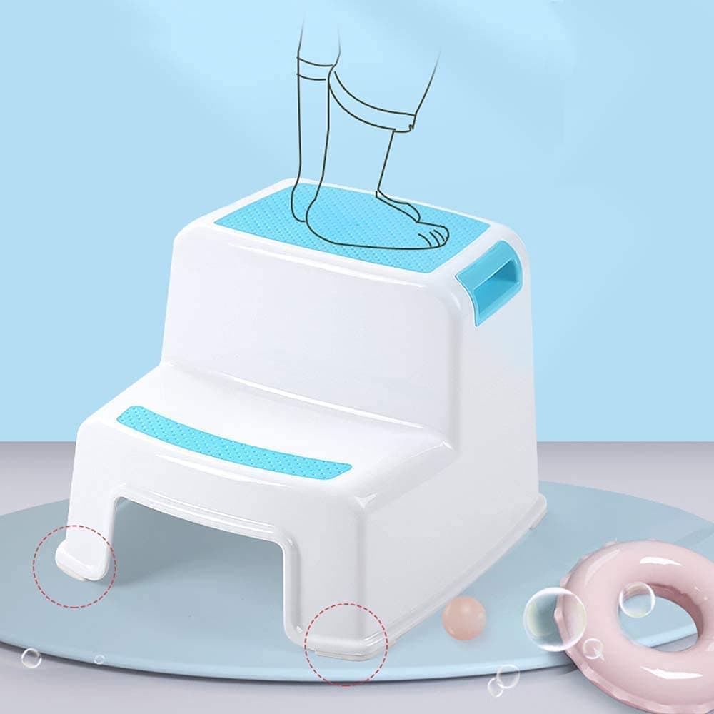 Abs ,Silicone 2 Step Stool For Kids|Toddler Stool For Toilet Potty Training|Slip Resistant Soft Grip For Safety As Bathroom Potty Stool&Kitchen Step Stool|Dual Height&Wide Two Step|(1 Pack)