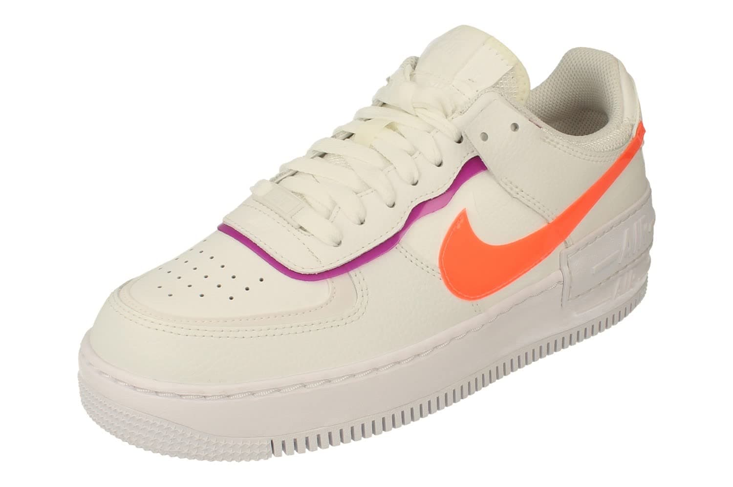 NIKEAir Force 1 Shadow Womens Running Trainers DH3859 Sneakers Shoes (UK 4 US 6.5 EU 37.5, Summit White Bright Mango 100)