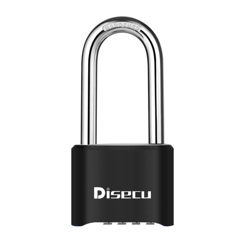 1 Pack disecu Heavy Duty 4 Digit Combination Lock, 2.5 Inch Long Shackle Outdoor Waterproof Padlock for School Gym Locker, Storage Unit, Fence, Gate, Toolbox (Black)