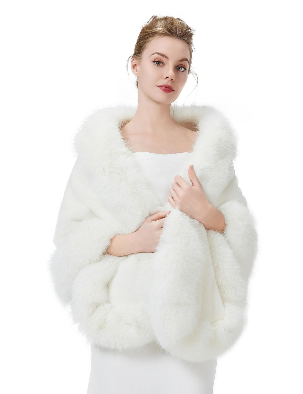 Women's Faux Fur Shawl Wrap Stoles for Bridal Wedding Dresses