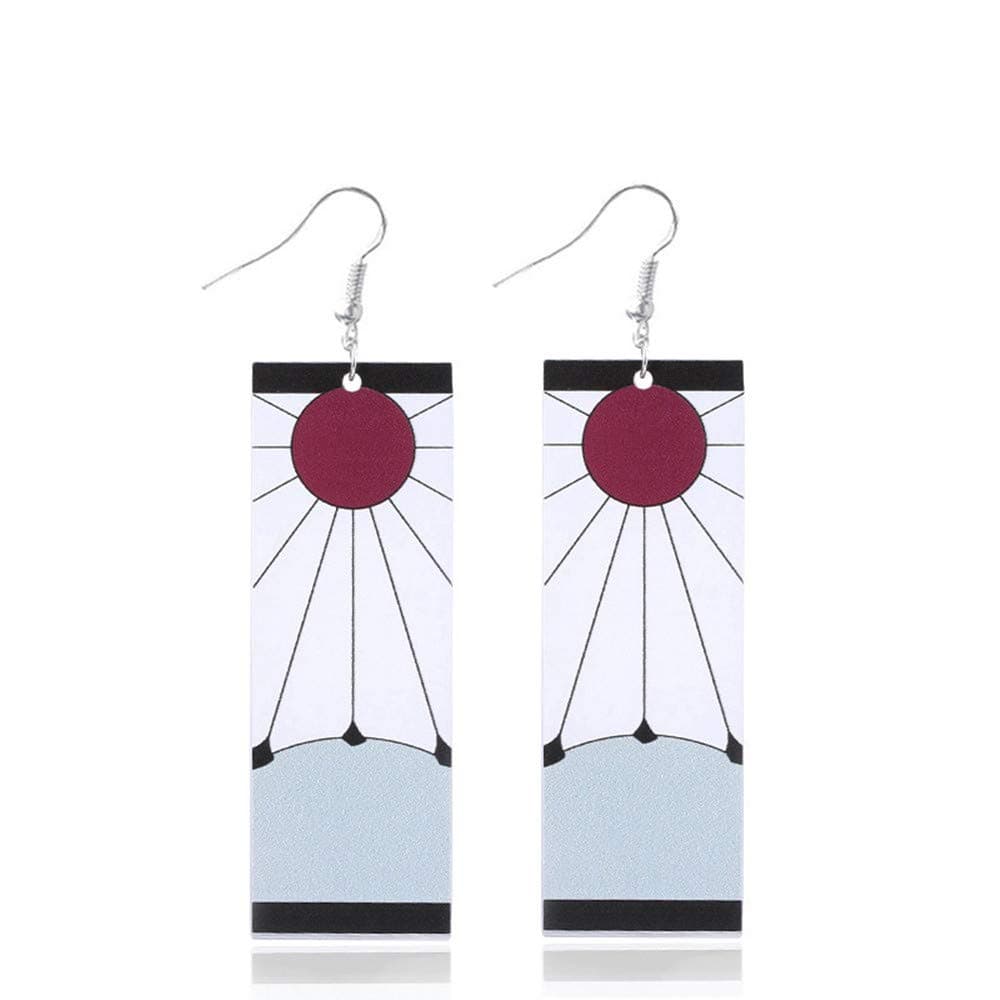 Anime Kamado Tanjiro Hanafuda Earrings - Kimetsu No Yaiba Hanafuda Earrings - Cosplay Accessories For Womens Girls