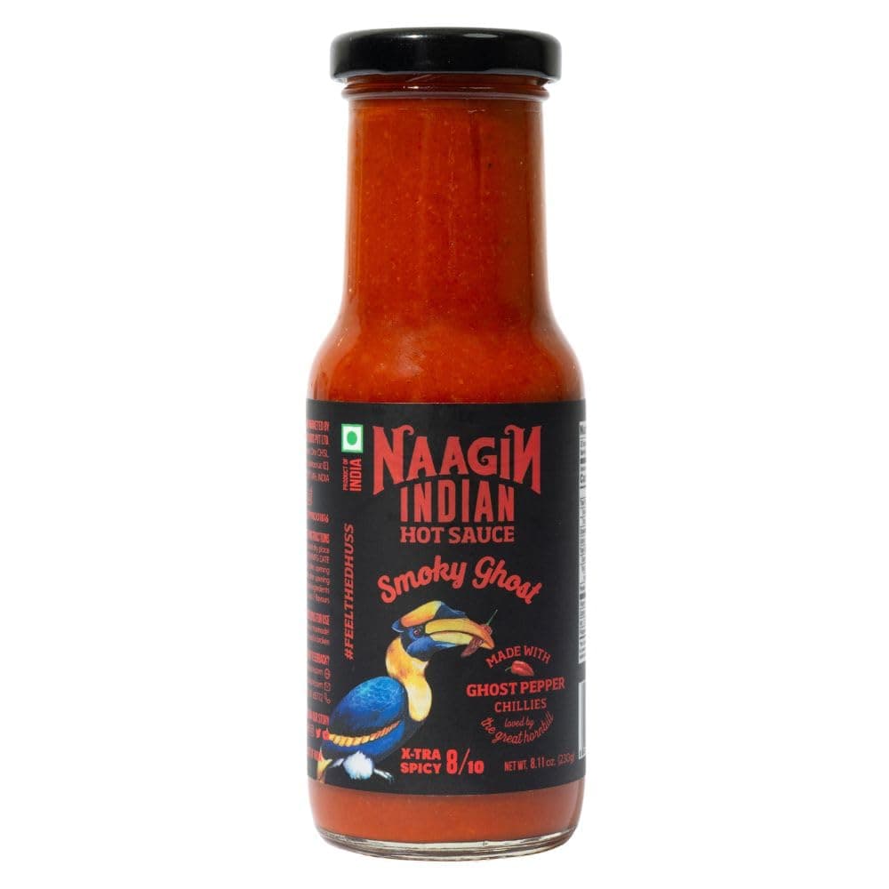 NAAGIN Indian Hot Sauce – Smoky Ghost (230g, 8.11 oz) | Ghost Pepper Sauce | Extra Spicy | Instant Taste Upgrade | 100% Vegan | No Artificial Colour & Flavours | Made in India
