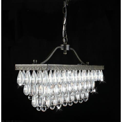 Rectangular Glass Antique Copper Pendant Chandelier