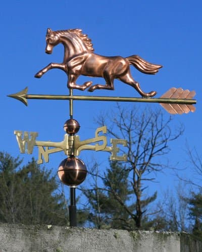 POLISHED COPPER "HORSE" WEATHERVANE W/DIRECTIONALS & ARROW #2014