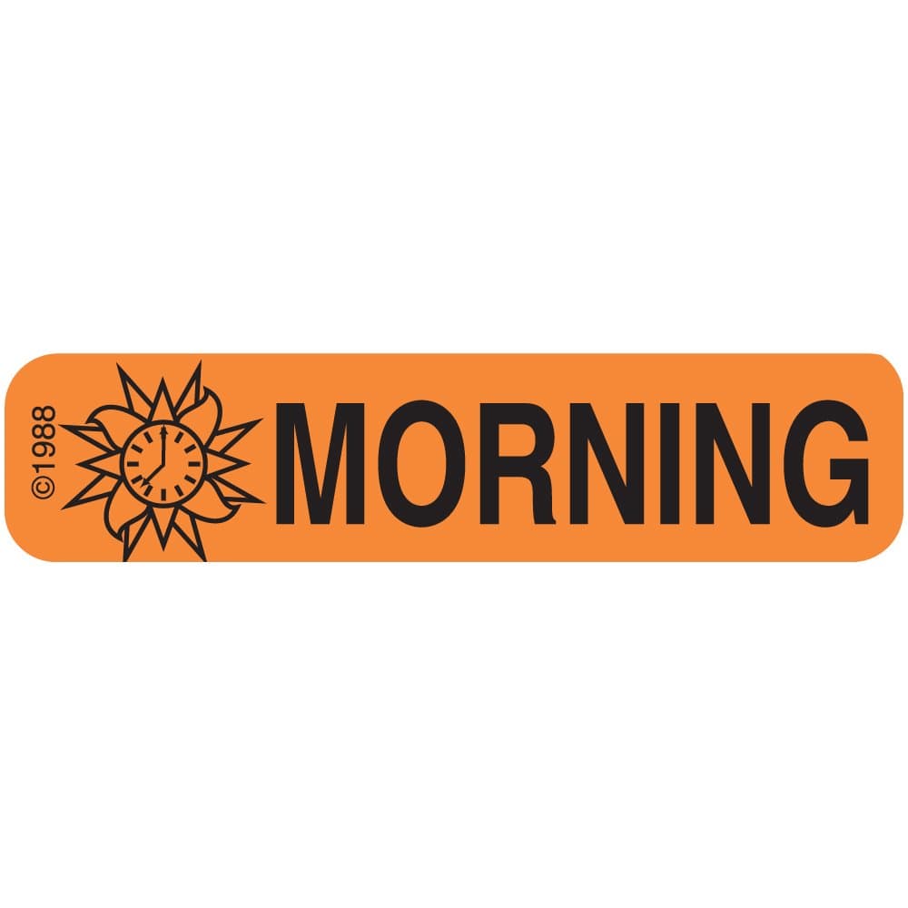 1-795 "Morning" Permanent Paper Label, 1 9/16" x 3/8", Orange, Pack of 1000