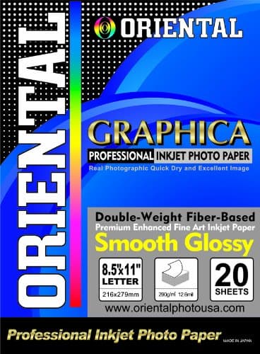 Oriental Graphica 8.5x11 Fiber Based Fine Art Double Weight Inkjet Paper 20 Shts 12.0mil Smooth Glossy