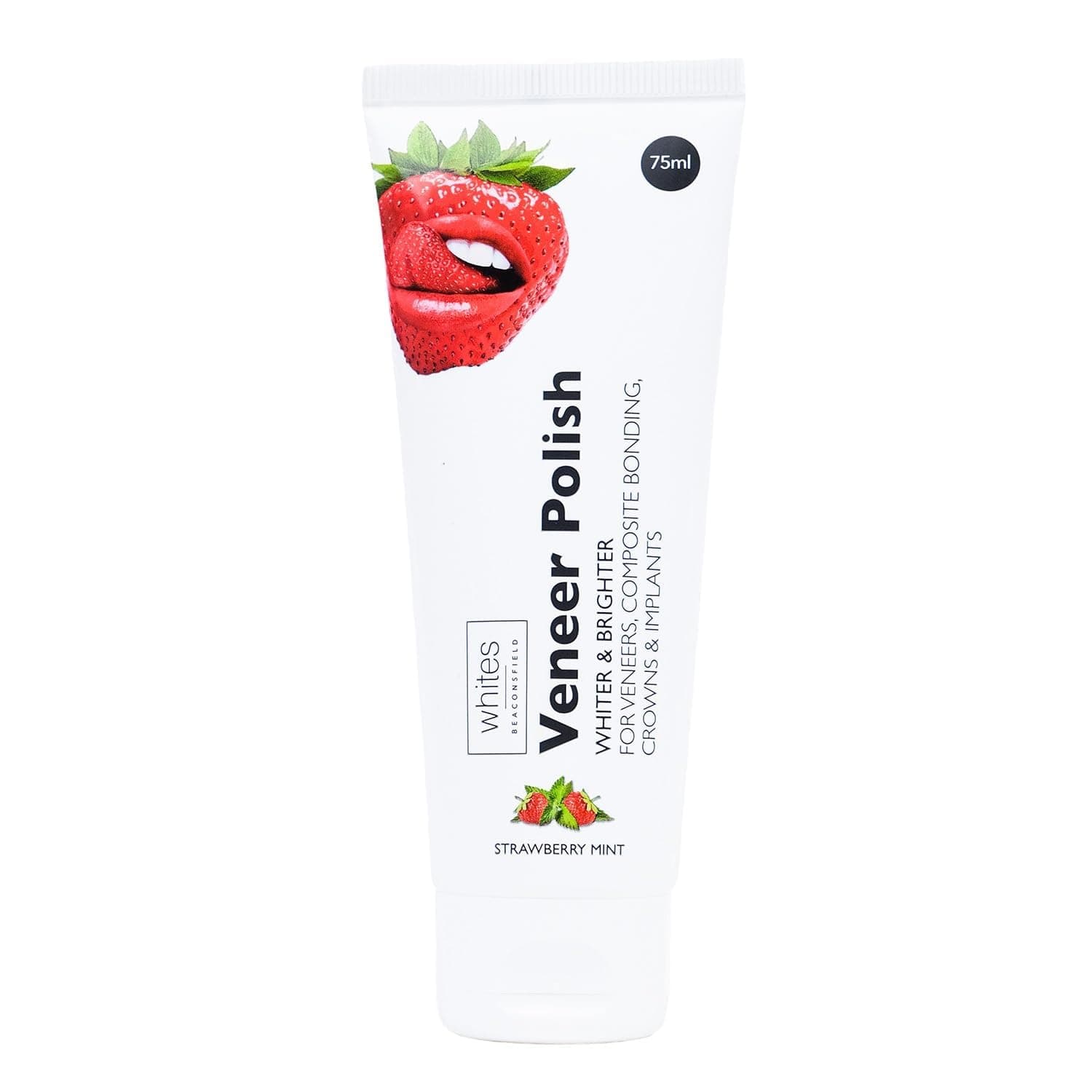 Whites Beaconsfield Veneer & Composite Whitening Polish – Professional Toothpaste for Veneers, Bonding, Crowns, Implants, Bridges & Natural Teeth – Effective Stain Remover – Vegan (Strawberry Mint)