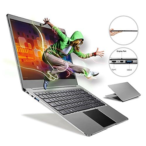 Fenniu Ultra Thin 14 inch Laptop Computer Intel Apollo Lake Celeron N3450 4GB Ram 64GB eMMC Supports M.2 SSD Upgrade(Up to 512 GB), USB 3.0, Bluetooth, Type C, Webcam, Windows 10 PC, Gray