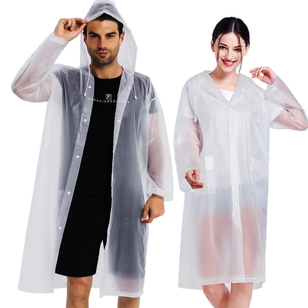 Rain Coats (2 Pack) - Reusable EVA Rain Ponchos For Adults Rain Jackets Raincoats For Men Women
