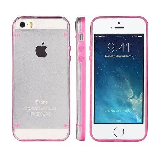 All4mobiles Soft Slim Clear TPU Rubber Case / Back Cover for Iphone 5 / 5s (Retail Packaging) - Transparent Frost (pink)