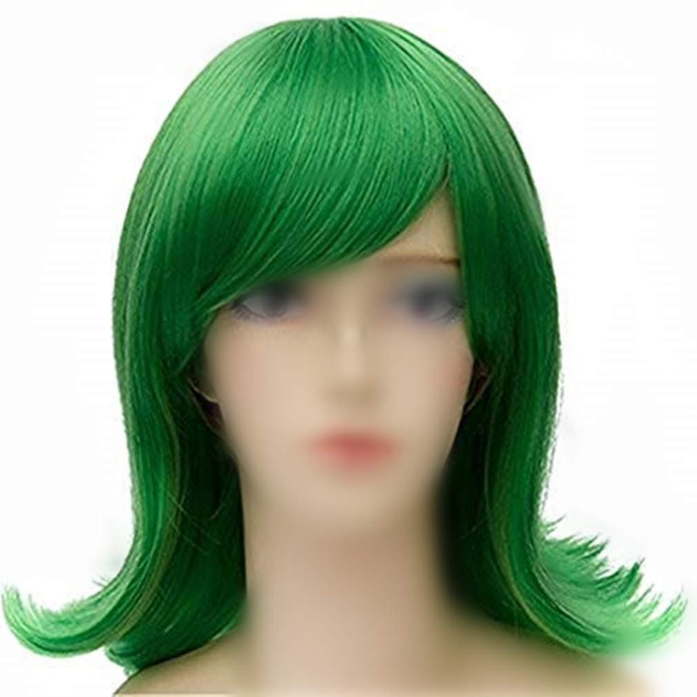 Inside Out Disgust Cosplay Green Wigs Women Straight Hair End Wave Curly Anime