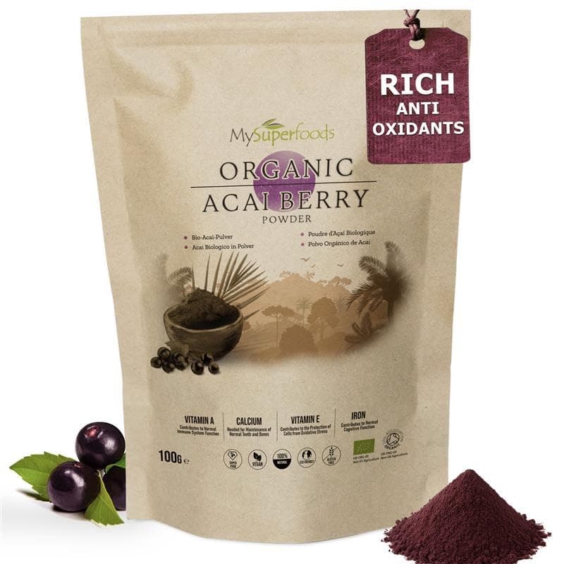 MySuperfoods Organic Acai Berry Powder, Natural Source of Antioxidants (100g, Pack of 1)