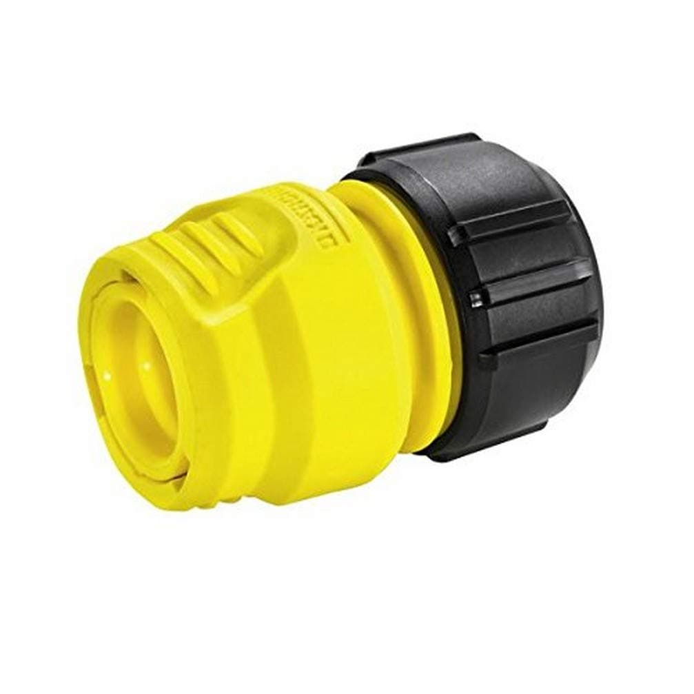 Hose coupling entry with label, multicolour