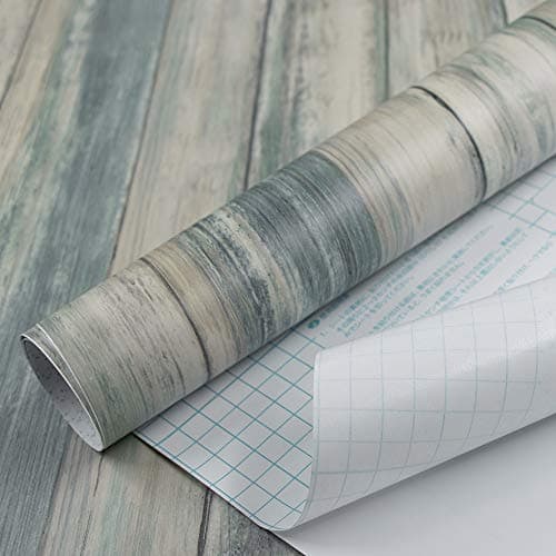 Wood Wallpaper Stick and Peel Removable Blue Wood Wallpaper Distressed Wood Paper Decorative for Furniture,11.8" x 118"