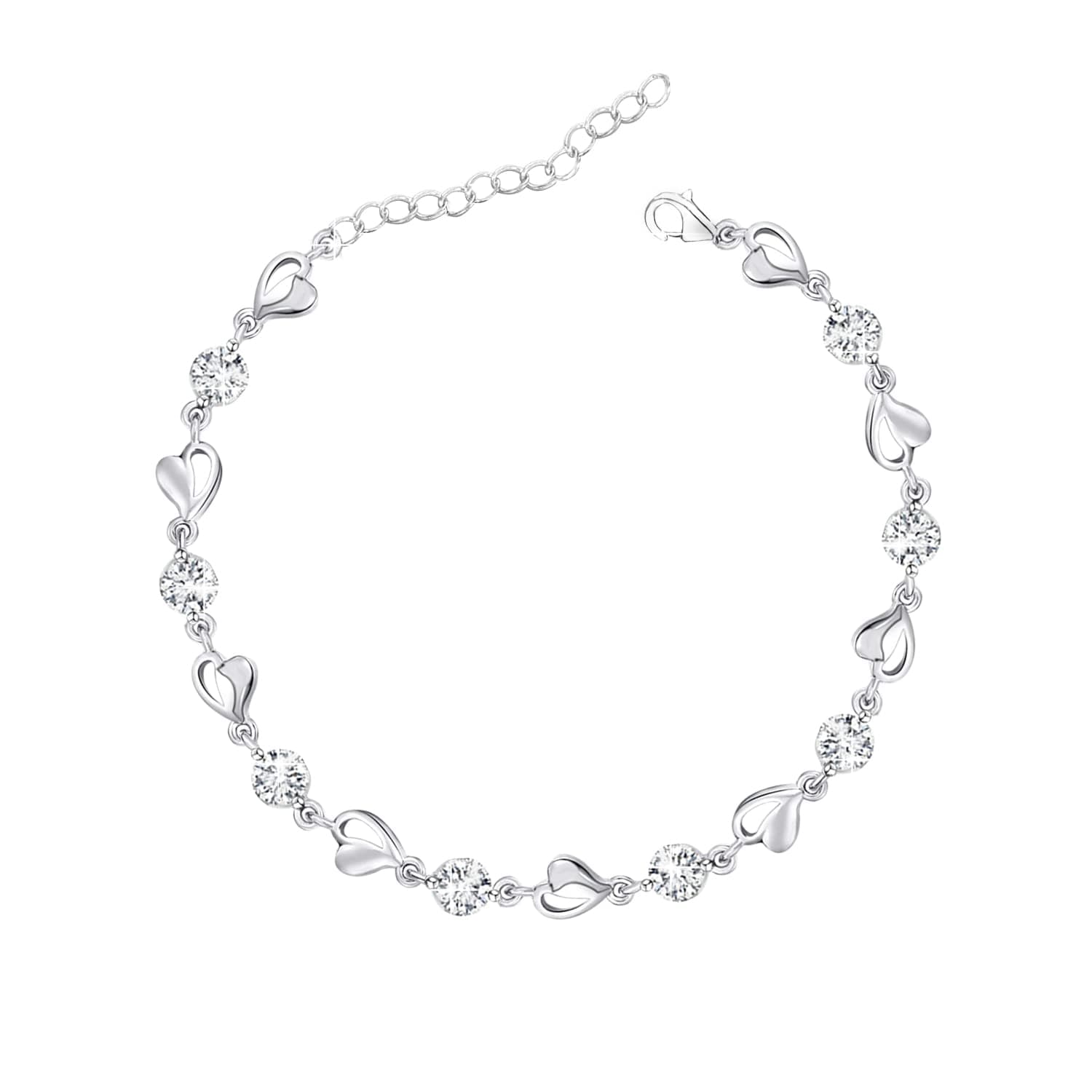 Silver Bracelet for Women,Bracelet Shiny Crystal Diamond Adjustable Bracelet Mother's Day Jewelry Gift Birthday Christmas Gifts for Women Mom Wife