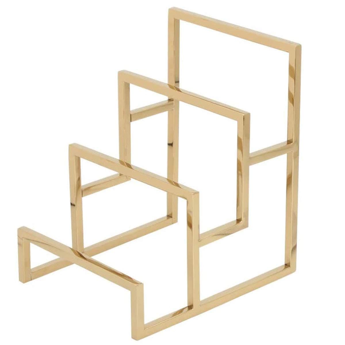 Gold Clutch Purse Display Stand, 3 Steps Clutch Handbag Holder