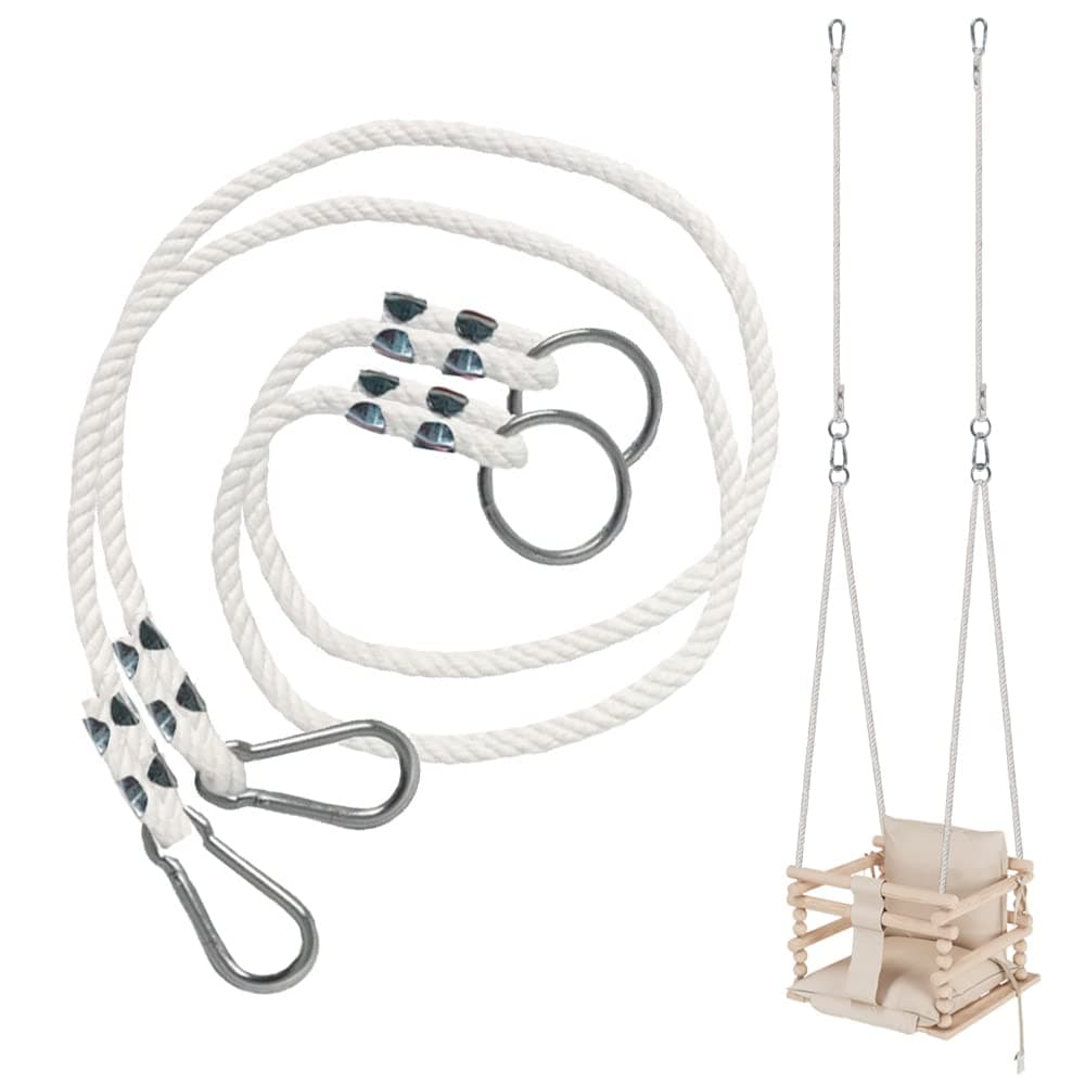 MAMOI® Swing Kit 50 kg | 2 x Extension with Metal Snap Hook | 100% Eco Natural Rope | Swing Replacement | Made in EU